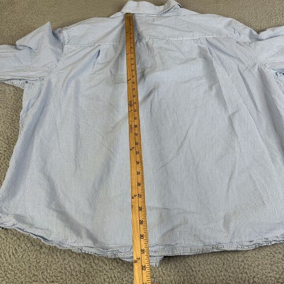 Izod Shirt Mens XXXL Blue White Pinstripe Long Sleeve Pocket Button Down - Picture 4 of 8